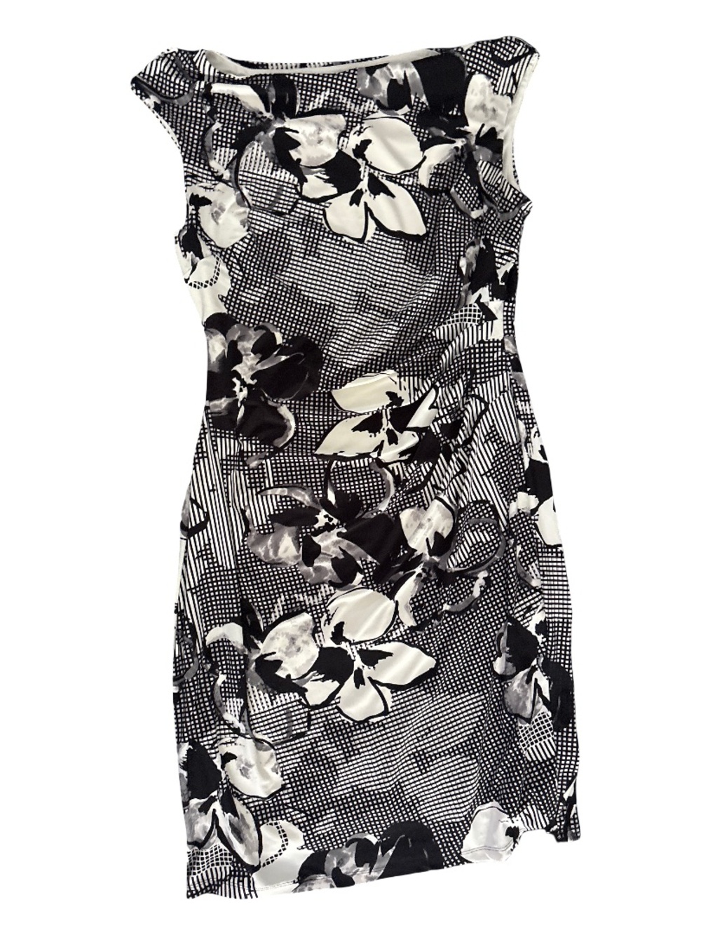 Ralph Lauren Black and White Floral Midi Sheath Dress - Picture 1 of 2